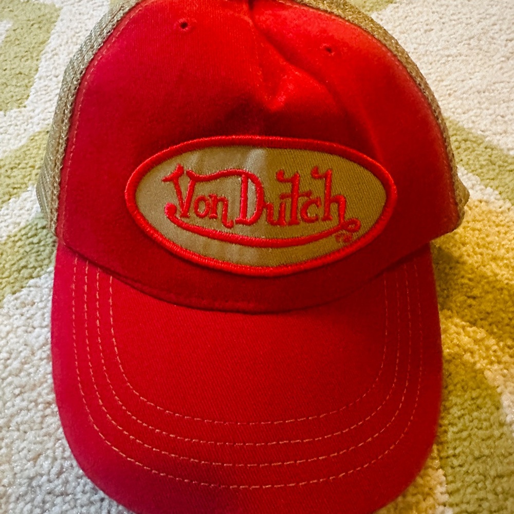 Von Dutch Tan and Brown Trucker Hat